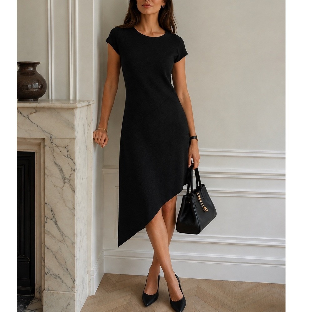 BITTE KAI RAND Copenhagen Asymmetrical Short Sleeve‎ Knit Dress 143-114